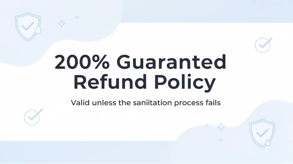 200% Guaranteed Refund Policy unless the sanitation process fails