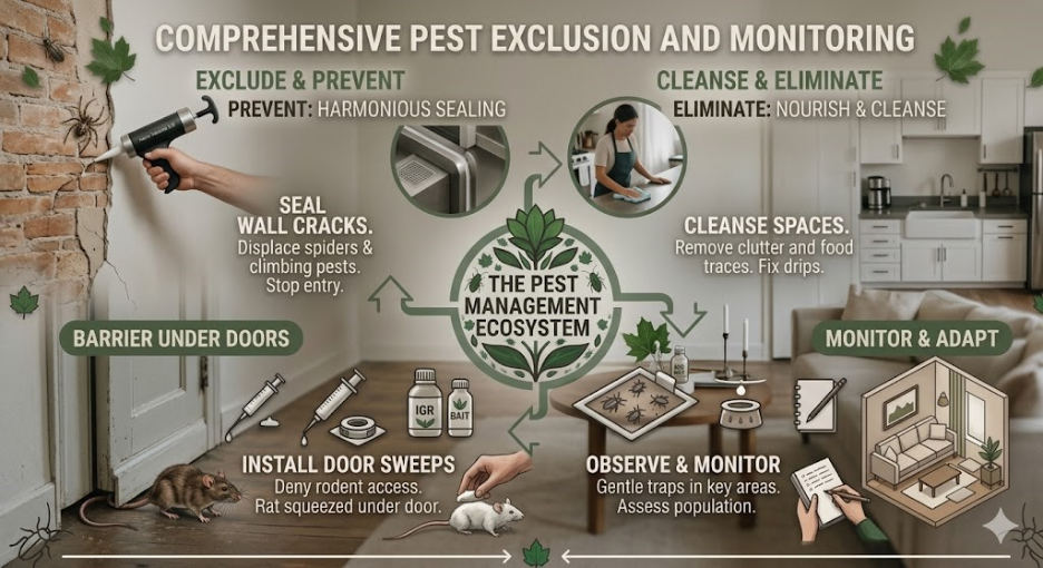 Comprehensive pest exclusion and monitoring pest management ecosystem
