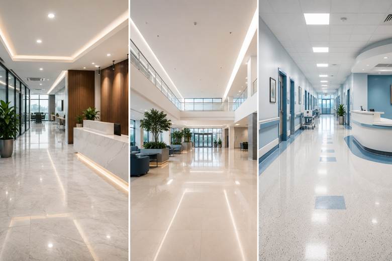 Clean and hygienic living room, office lounge, and hospital in a pest-free environment.